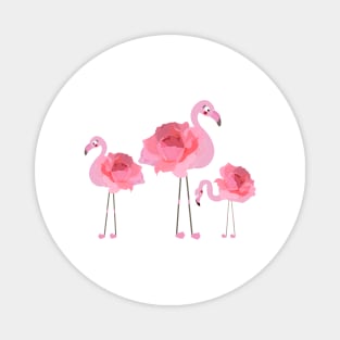 Flamingo with pink hand drawn roses Magnet